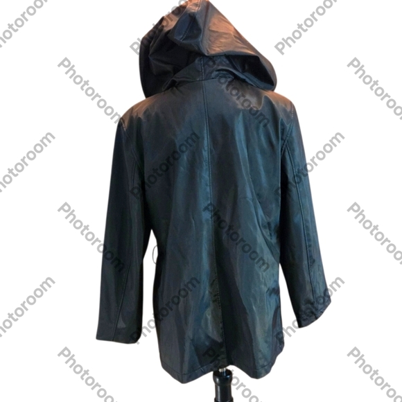 Outbrook Women Large (12/14) Sleek Black Rain Jacket Hidden Buttons with FLAW - Picture 4 of 14
